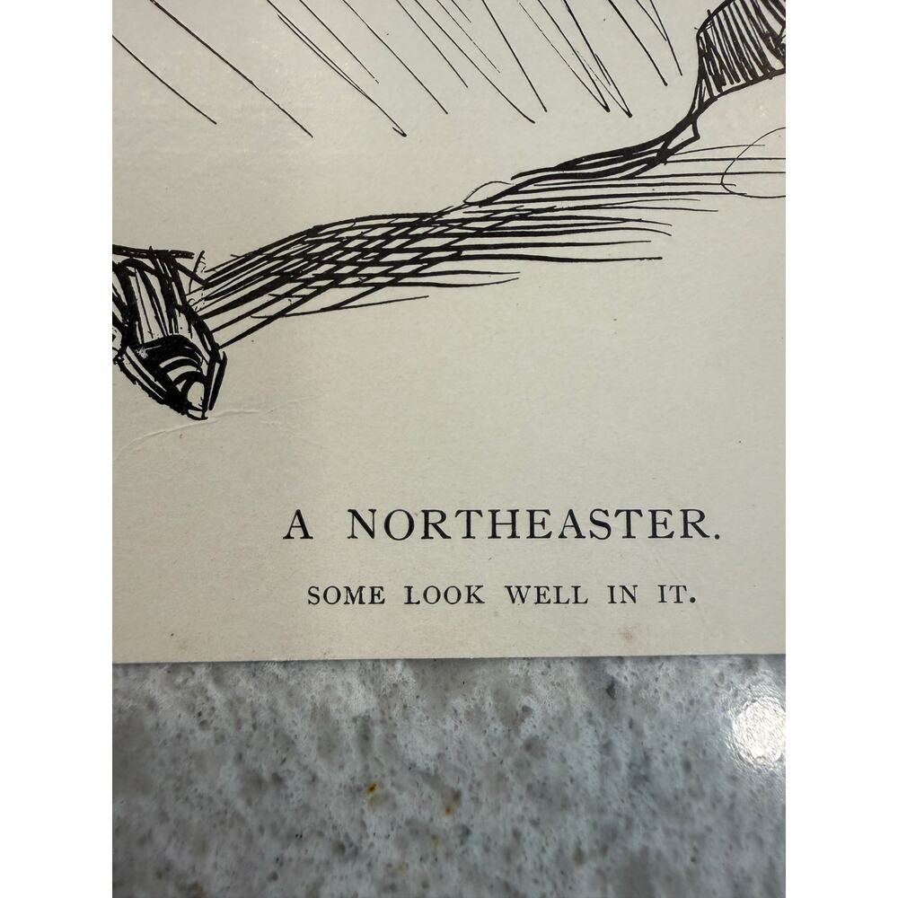 Vintage Sketches by Artist Charles Dana Gibson A Northeaster & Other - Picture 4 of 9